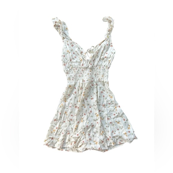 Reformation Bellagio Dress Floral Keyhole Dress Size 4 Cream Orange - Picture 3 of 10